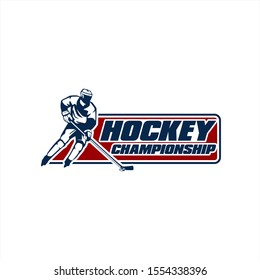 Hockey Ice Team Club Tournament Logo Template Vector