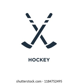 Hockey icon. Black filled vector illustration. Hockey symbol on white background. Can be used in web and mobile.