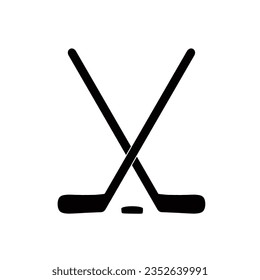 Hockey icon. Crossed sticks and pack.