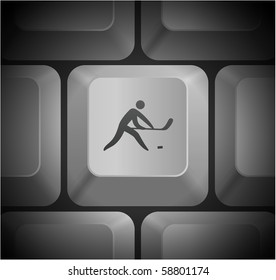 Hockey Icon on Computer Keyboard Original Illustration