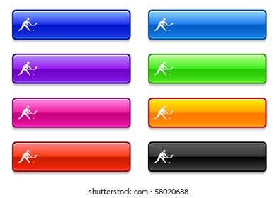 Hockey Icon on Long Button Collection Original Illustration