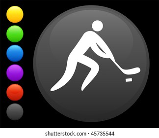 hockey icon on round internet button original vector illustration 6 color versions included
