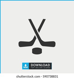 hockey icon. Simple filled hockey vector icon. On white background.