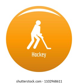 Hockey icon. Simple illustration of hockey vector icon for any design orange