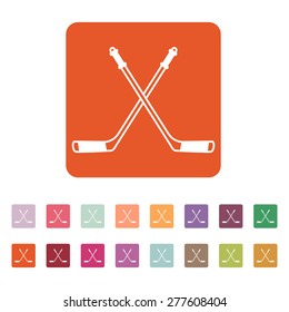 Hockey icon. Sport symbol. Flat Vector illustration. Button Set
