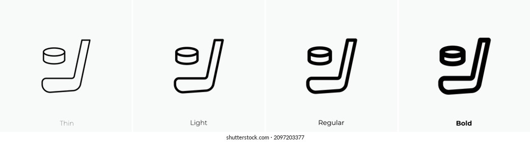 Hockey Icon. Thin, Light Regular And Bold Style Design Isolated On White Background