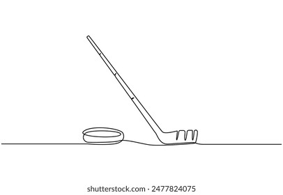 Hockey icon, Vector Stock illustration, Golf stick Club One Line Drawing, Golf ball. Vector drawing on a white background, hockey. flat vector icon, Hockey Stick for grass,