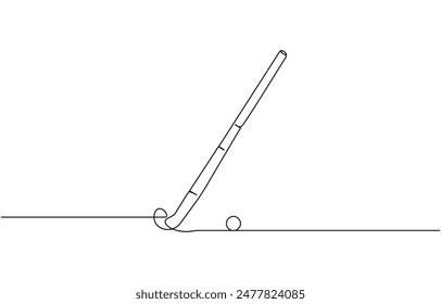 Hockey icon, Vector Stock illustration, Golf stick Club One Line Drawing, Golf ball. Vector drawing on a white background, hockey. flat vector icon, Hockey Stick for grass,