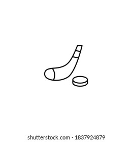 Hockey icon. Winter icon. Simple, flat, outline, black.