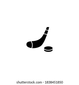Hockey icon. Winter icon. Simple, flat, black, glyph.