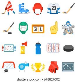 Hockey. Colección de iconos. atributos de hockey. Ilustración vectorial aislada