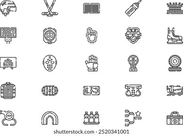 Hockey icons collection is a vector illustration with editable stroke.