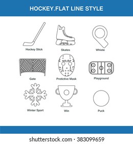 hockey icons  flat line style in vector format eps10