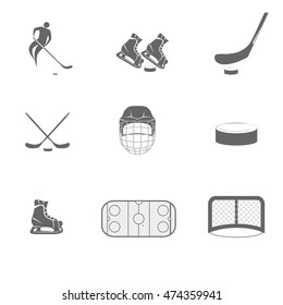 hockey icons. The game of hockey. Minimalism. Sport icon. Vector illustration