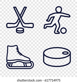 Hockey icons set. set of 4 hockey outline icons such as football player