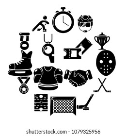 Hockey icons set. Simple illustration of 16 hockey vector icons for web