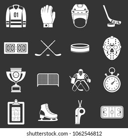 Hockey icons set vector white isolated on grey background 