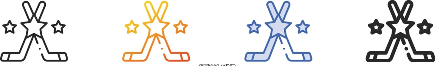 hockey icon.Thin Linear, Gradient, Blue Stroke and bold Style Design Isolated On White Background