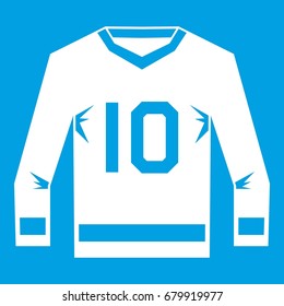 Hockey jersey icon white isolated on blue background vector illustration