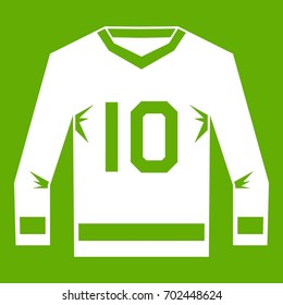 Hockey jersey icon white isolated on green background. Vector illustration