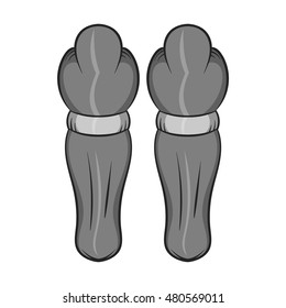 Hockey knee pads icon in black monochrome style isolated on white background. Clothing symbol vector illustration