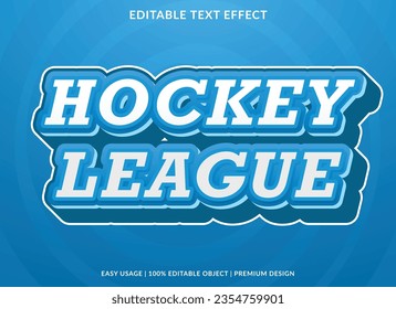 hockey league text effect template design with 3d style use for business brand and logo