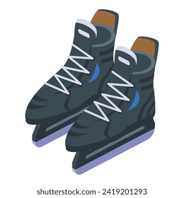 Hockey line skates icon isometric vector. Sport ice. Game score equipment