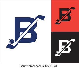 Hockey logo B letter design template