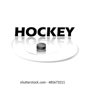 Hockey Logo background with hockey puck. Vector Illustration. 2022 IIHF Ice Hockey World Championship. World League poster, wallpaper, puck Print International Hockey Championship. Toronto tournament.