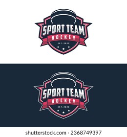 Hockey logo badge emblem. Sports label vector illustration for a hockey club