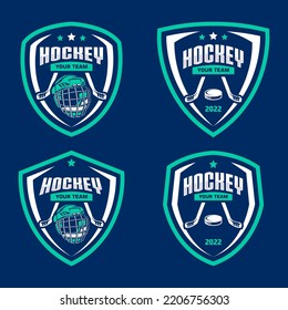 Hockey-Logopakete, Emblem-Sammlungen, Designvorlagen. Set von Hockey-Logos