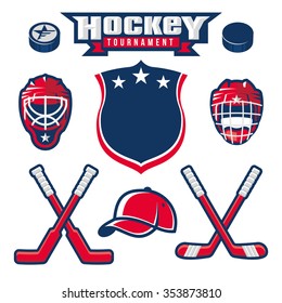 Hockey logo, emblem, label, badge design elements