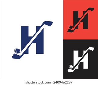 Hockey logo H letter design template