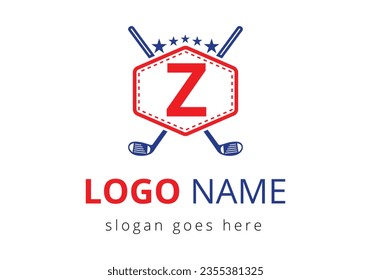 Hockey Logo On Letter Z Vector Template. Ice Hockey Badge Logo Template