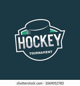 hockey logo. sport emblem, badge, design elements, logotype template vector illustration