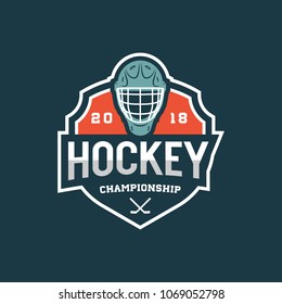 hockey logo. sport emblem, badge, design elements, logotype template vector illustration
