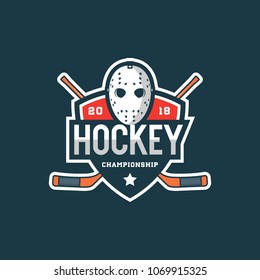 hockey logo. sport emblem, badge, design elements, logotype template vector illustration