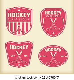 Hockey logo template design set