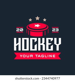 Plantilla de logotipo de hockey. Escudo de emblema de hockey. Vector de logotipos de hockey aislado