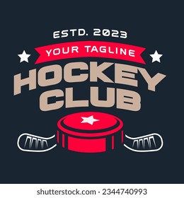 Plantilla de logotipo de hockey. Escudo de emblema de hockey. Vector de logotipos de hockey aislado