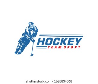 Hockey logo template. Player Hockey vector design. 