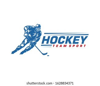 Hockey logo template. Player Hockey vector design. 