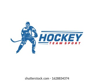 Hockey logo template. Player Hockey vector design. 