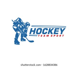 Hockey logo template. Player Hockey vector design 