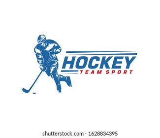 Hockey logo template. Player Hockey vector design. 