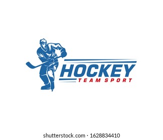 Hockey logo template. Player Hockey vector design. 