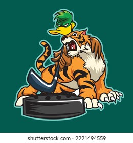 hockey logo tiger and duck is a logo icon for hockey team