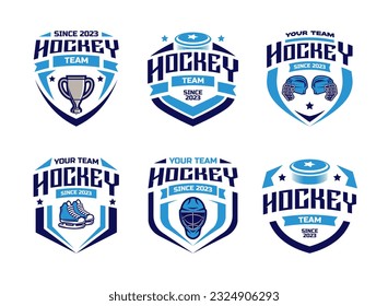 Hockey logo vector bundle, emblem set collections. Hockey logo badge template bundle