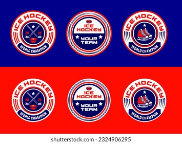 Hockey logo vector bundle, emblem set collections. Hockey logo badge template bundle