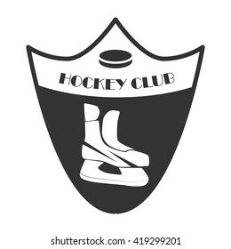 Hockey logo in vector. Creative monochrome badge.  Perfect for logo, banners, stickers.